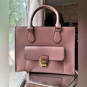 Mauve pink crossgrain leather Michael Kors tote bag